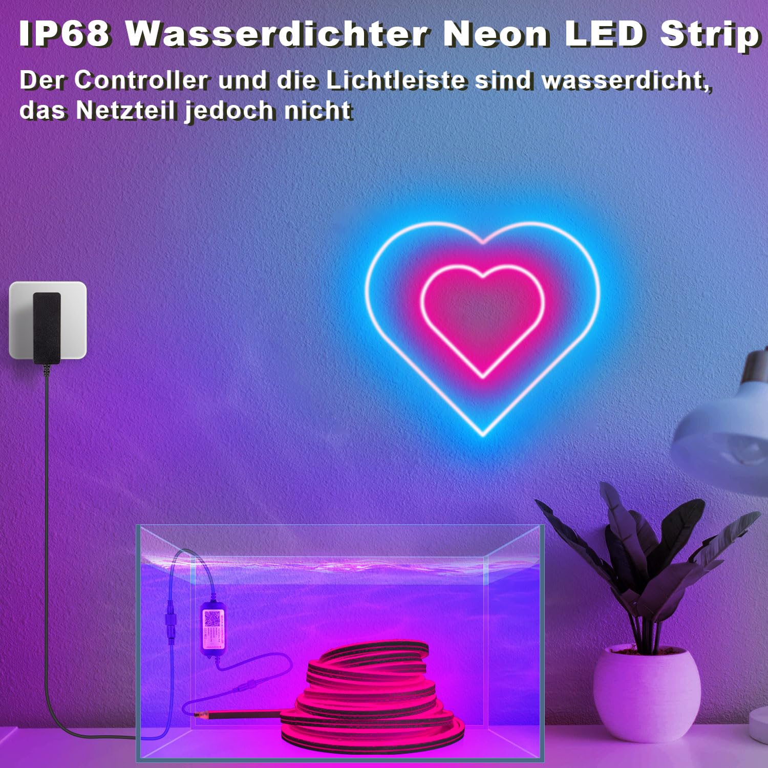 Striscia LED Neon Flessibile RGB 10 M - Impermeabile IP68, Controllo App E Telecomando, Sincrono Musica, Per Esterni