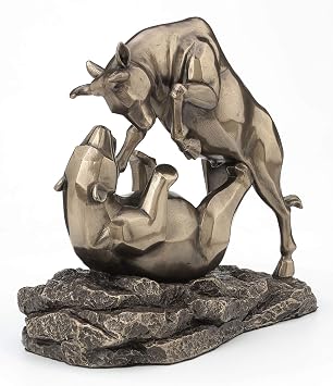 Veronese Design 6 Inch Tall Wall Street Stock Market Bull Bear Fight Financial Broker Gift Abstract Cold Cast Resin Bronze Finish Tabletop Statue