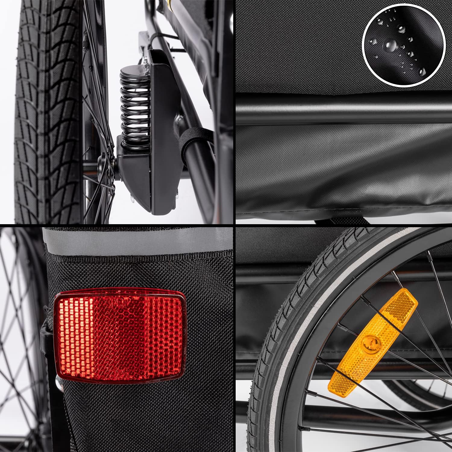 CXWXC Remolque de Bicicleta para Perros, con Amortiguador, Carga máxima 40kg / 88lbs (Rojo)