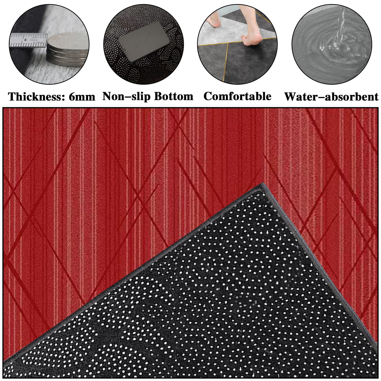Tapis De Couloir Long 100x160 Cm - Antidérapant Et Lavable - Pour Cuisine, Entrée, Buanderie - Motif Moderne