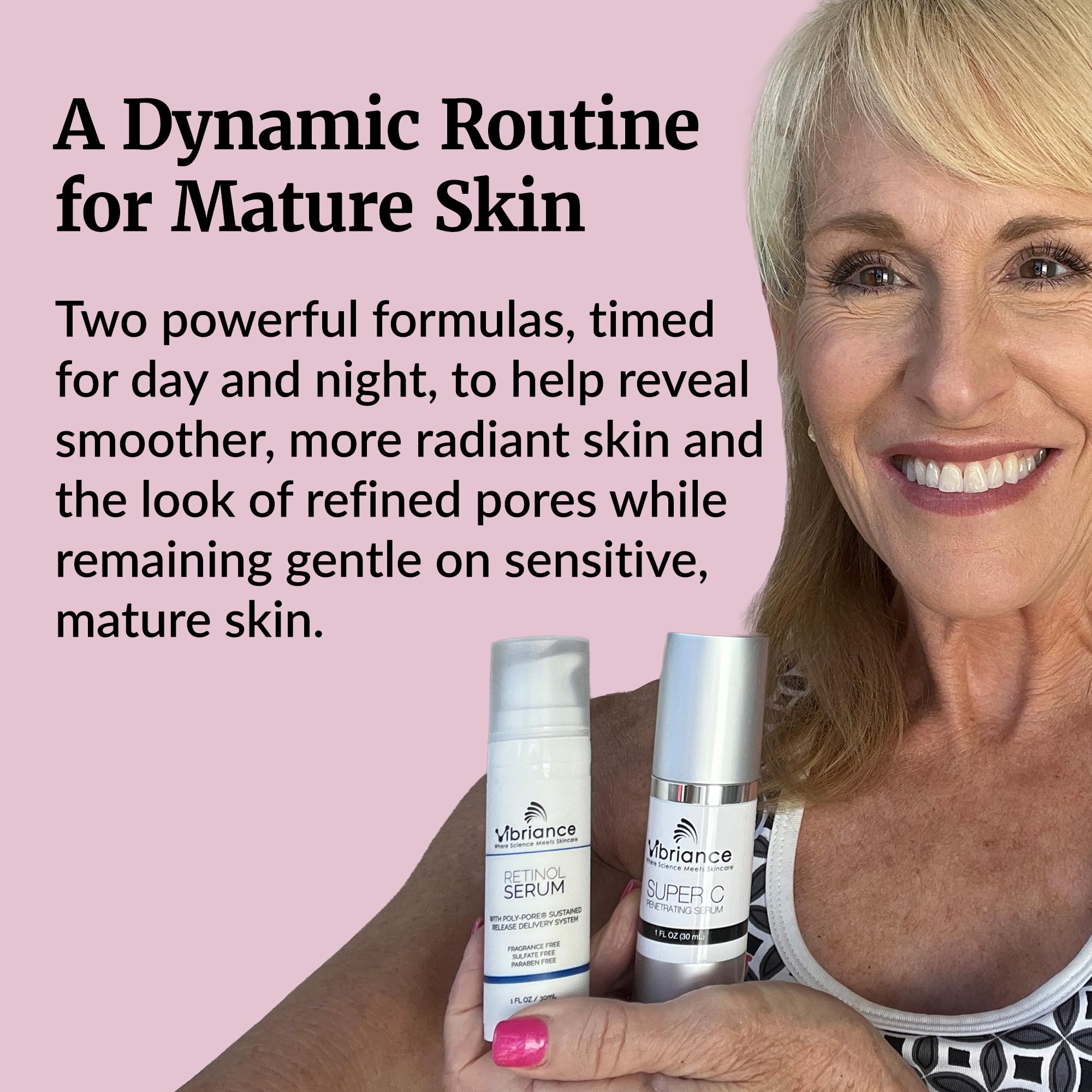 Vibriance Dynamic Duo - Kit de cuidado facial con vitamina C superpotente, kit de cuidado facial con retinol – Sérum de retinol y vitamina C antiedad para día y noche.