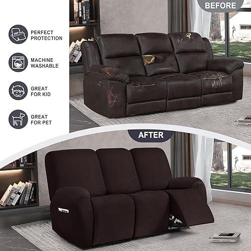Miniatura 166 de Fundas para sillas reclinables con aspecto de cuero, funda elástica de 4 piezas, funda suave para silla reclinable, protector de muebles lavable