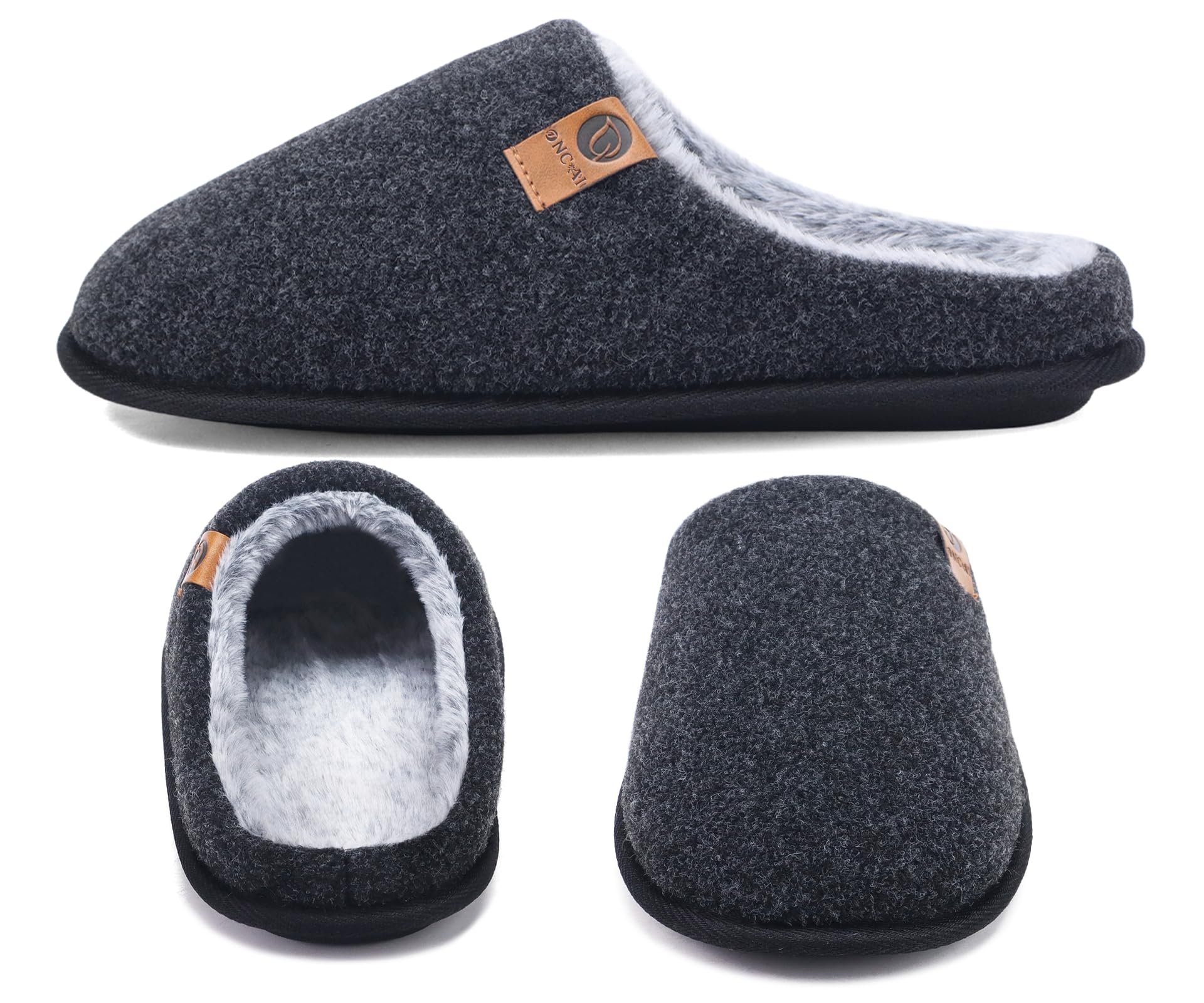 ONCAI Pantofole da Uomo Invernali, Comoda Memory Foam Calde Scarpe da Casa in Lana Con Suola Antiscivolo Taglia 40-49 EU