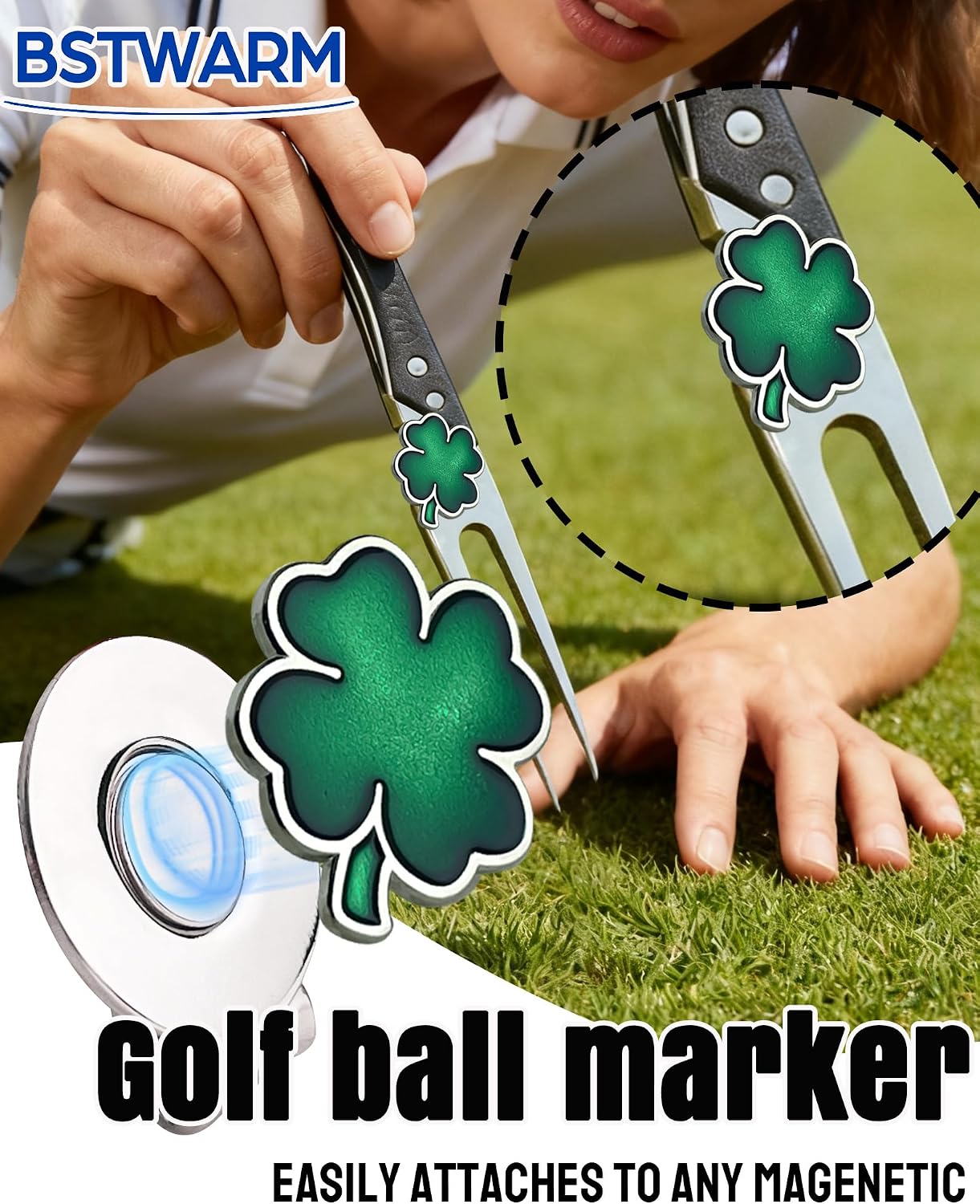 50 Pcs Golf Ball Markers - Four Leaf Clover, Cute Funny Novelty Golf Markers, Golf Accessories Gifts Ball Position Marking Disc for Men Women Golfers image 4