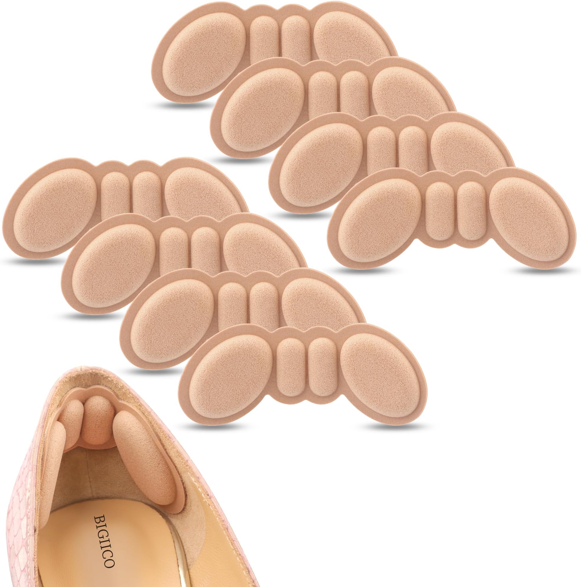 Heel Pads for Shoes That are Too Big, 4 Pairs Foamed Cotton