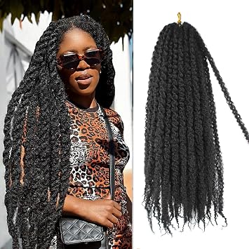 Enbeautiful Marley Twist Hair 24 Inch 8 Packs Cuban Twists Hair for Senegalese Twists Pre Fluffed Afro Kinky Curly Hair Extensions for Jumbo Twist Marley Braids, Natural black