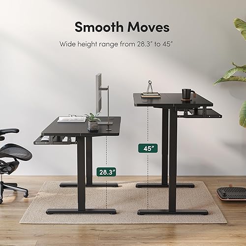 Miniatura 6 de FEZIBO Escritorio de pie con bandeja para teclado, altura ajustable de 55 x 24 pulgadas, con ajustes preestablecidos de memoria para oficina en