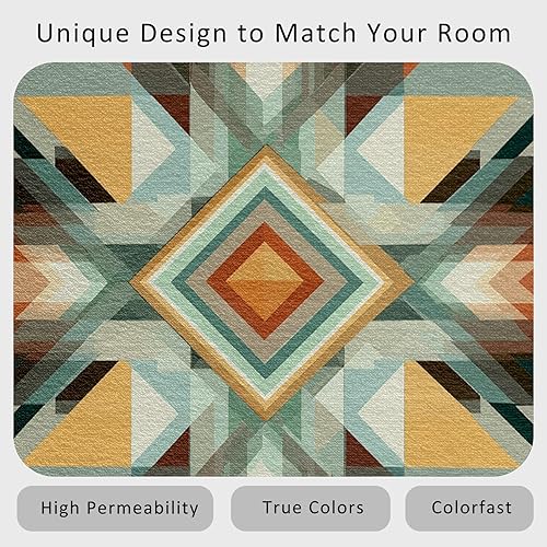 Miniatura 4 de Aztec Runner Rug 2x6 - Hallway Runner Rug Southwest Native American Rustic Boho Ethnic Retro Pattern, Non Slip, Washable, Aztec Home Decor Carpet