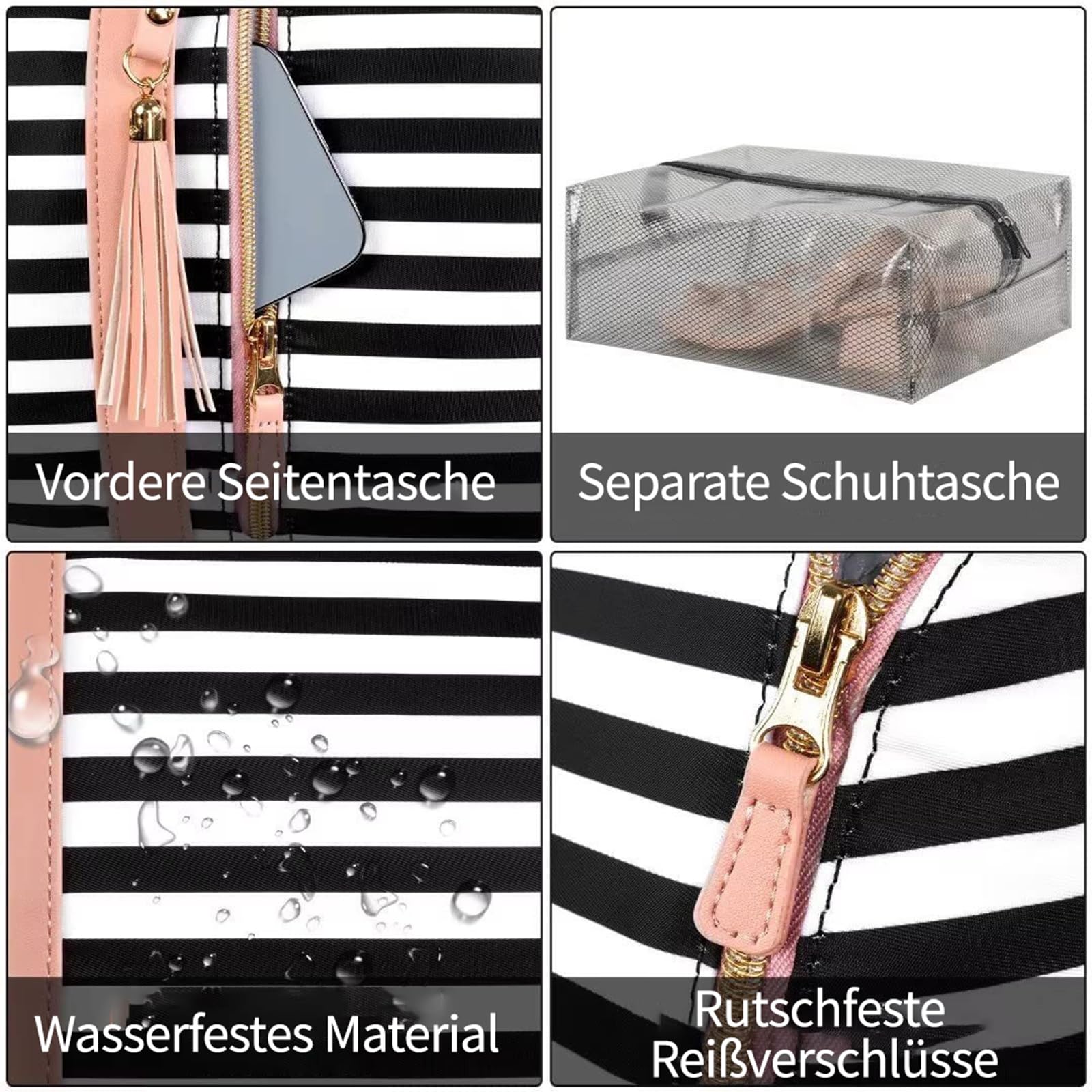 Reisetasche Faltbar, 2 in 1 Umwandelbarer Kleidersack, Anzugtasche Reisetasche große Reisetaschen mit Schuhbeutel, Große Kapazität Wasserdichter Kleidertaschen für Damen Und Herren (Königsblau)