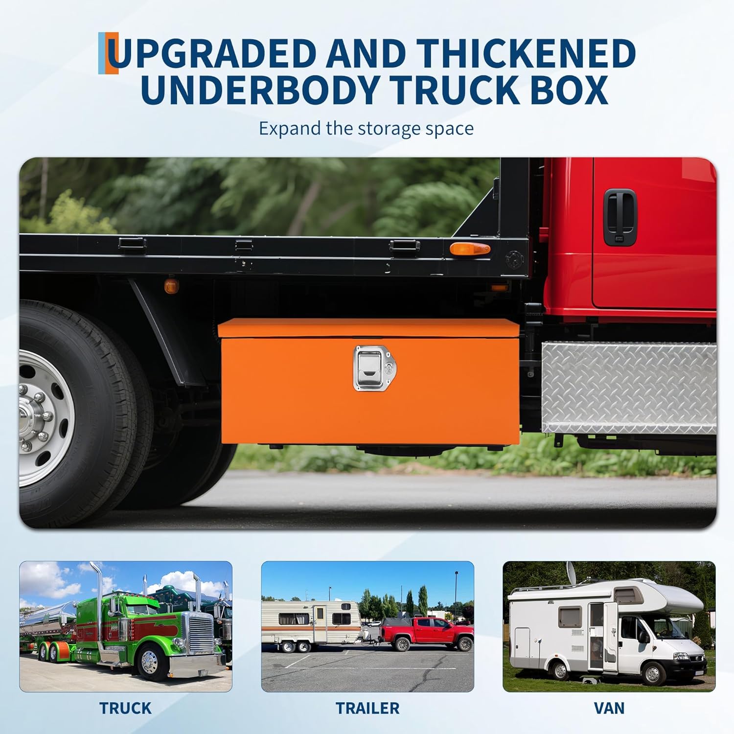 Heavy Duty Steel Truck Bed Tool Box, Powder-Coated Diamond Plate Storage Chest with Side Handle & Lock, Durable Metal Toolbox Organizer for Pickup, RV, Trailer, Mechanic or Workshop - 20X12X10 in