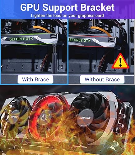 Miniatura 5 de Soporte de GPU, soporte antidesgarro para tarjeta gráfica, soporte para tarjetas de video, M (1.969 in-3.346 in)