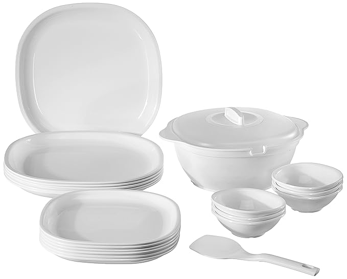 Signoraware Plastic Dinnerware Set, 21Pieces, White Amazon.in Home