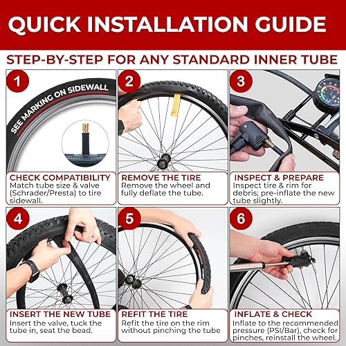 Miniatura 6 de Fincci Empareja tubo de bicicleta de 26 pulgadas con válvula Schrader  Tubos duraderos para neumáticos de bicicleta de 26 x 1.751.952.02.12.125