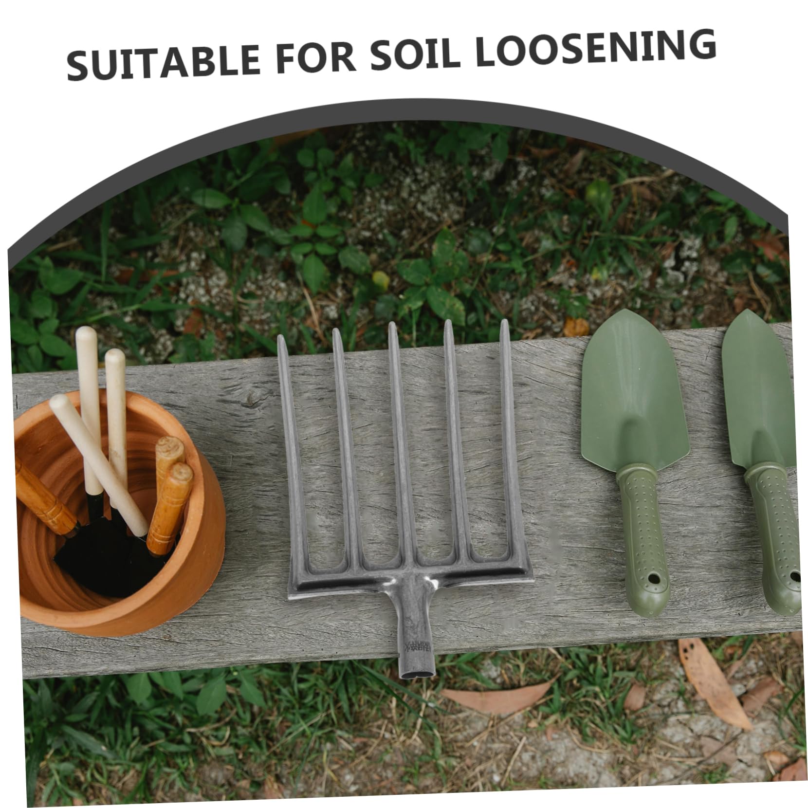 SOIMISS Forca Agricola in Acciaio a 5 Denti Per Giardinaggio e Preparazione Terreno, Testa Di Ricambio Robusta Per Allentare e Rivoltare Suolo, Utensile Manuale Per Orto e Azienda Agricola