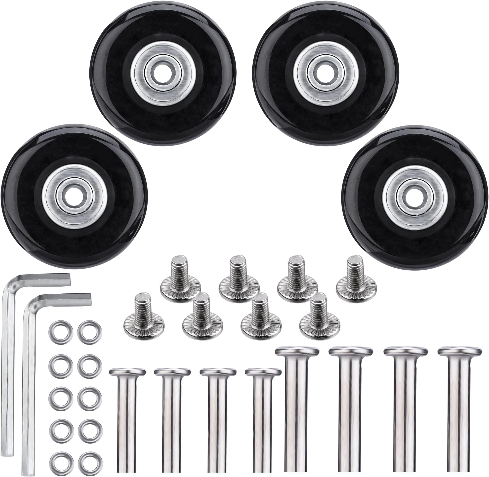 4Pcs 50x18mm Luggage Suitcase Replacement Wheels, Rubber Swivel Caster Wheels with Bearings Repair Kits for Luggage Suitcase