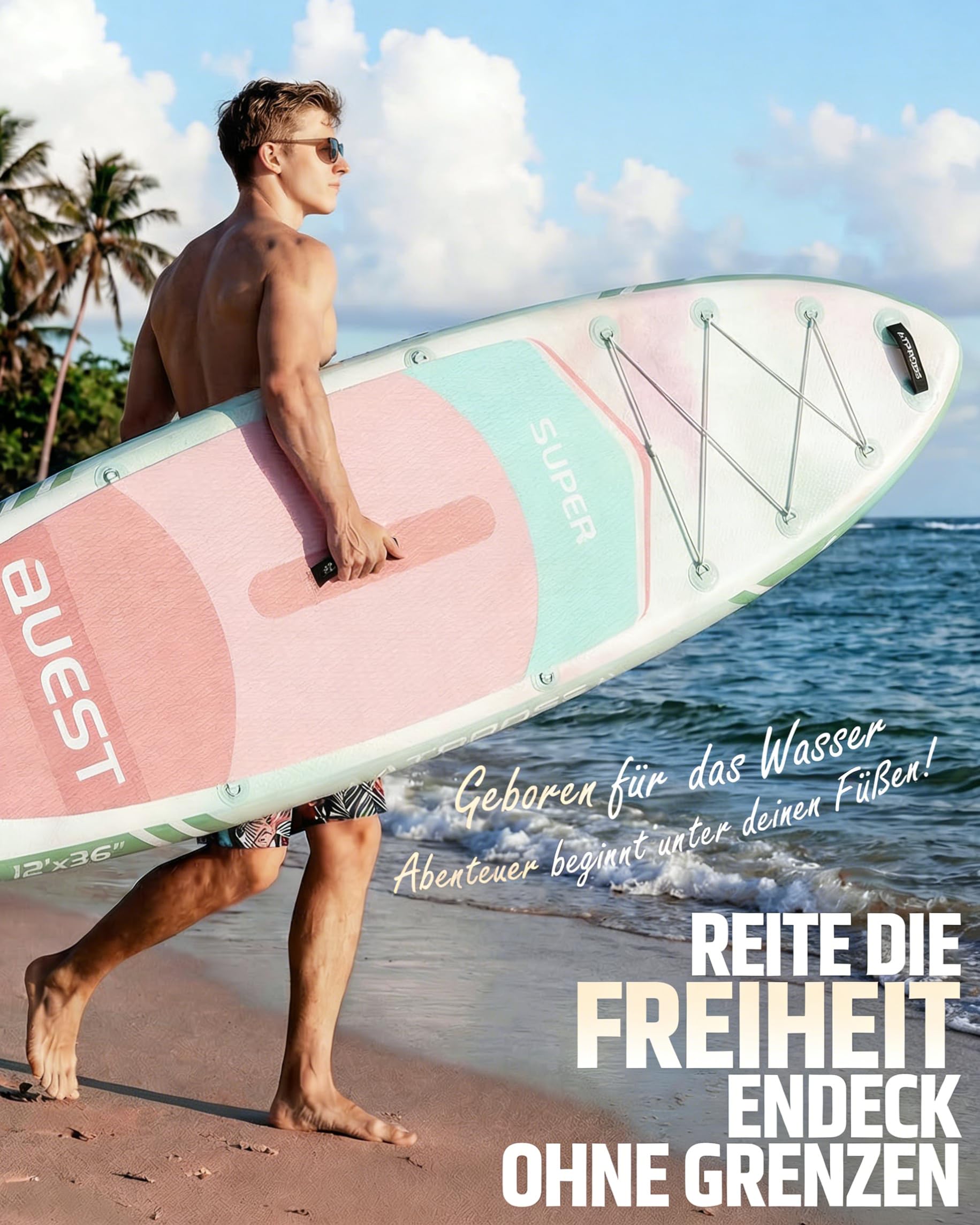 366x92cm Extra Groß & Breit Stand Up Paddling Board, SUP Board 240kg für alle Gewässer, Ultra-stabiles Stand Up Paddle mit Sitz & Zubehör Set, SUP für Yoga, Angeln & Surfen