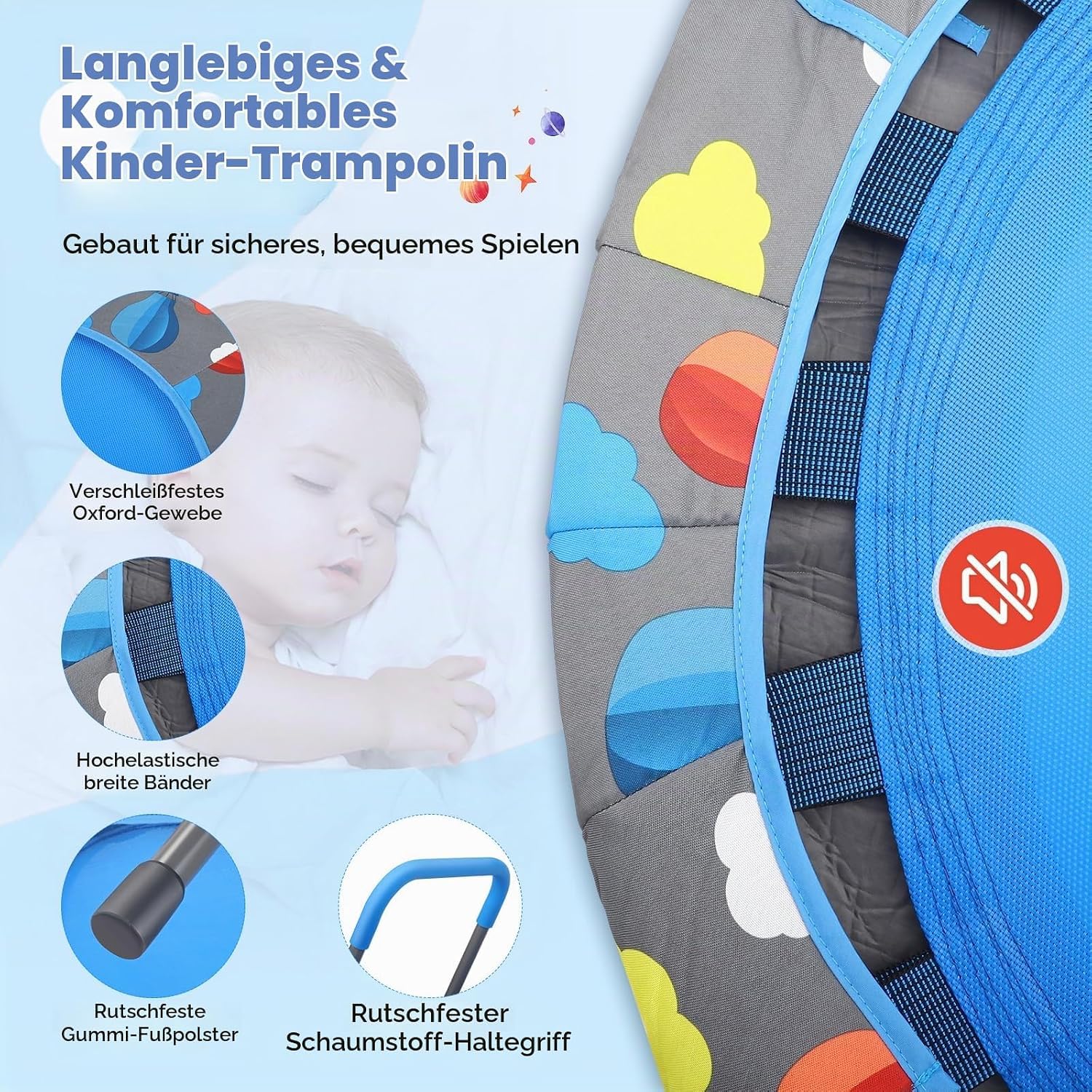 Trampolino elastico per bambini, pieghevole, 3 in 1, multifunzione