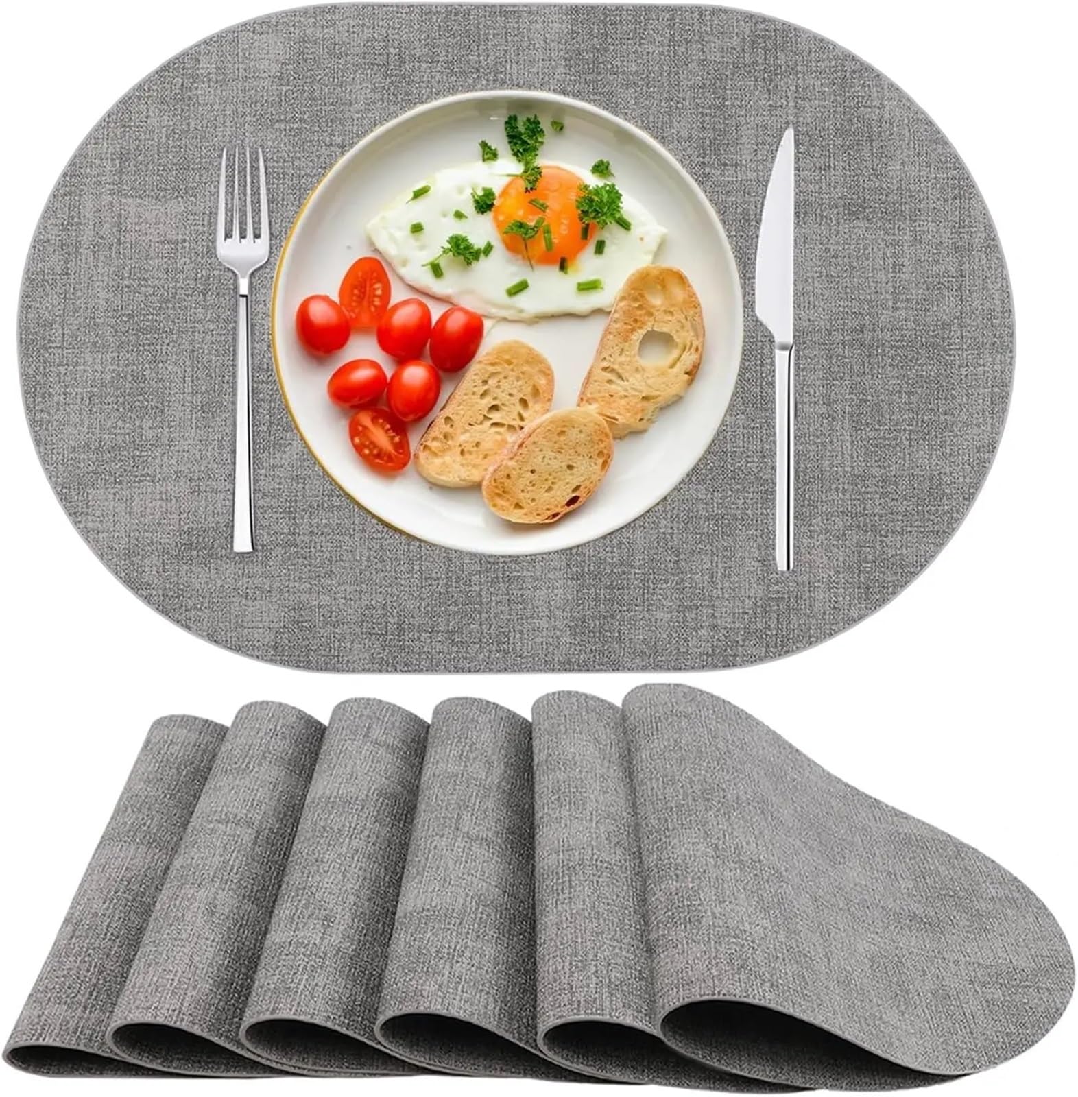 Placemats Placemats Set Of 6, Faux Leather Heat Resistant Wipeable Washable Place Mats, Non-Slip Table For Dining Kitchen(GREY)