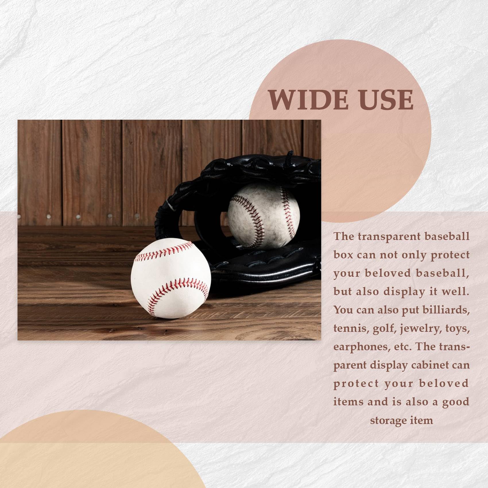Vitrine de Baseball 4 PièCes, BoîTes D'Affichage en Acrylique AntipoussièRe ProtéGéEs Contre Les UV, Vitrine Transparente pour Balle de Souvenirs de Baseball