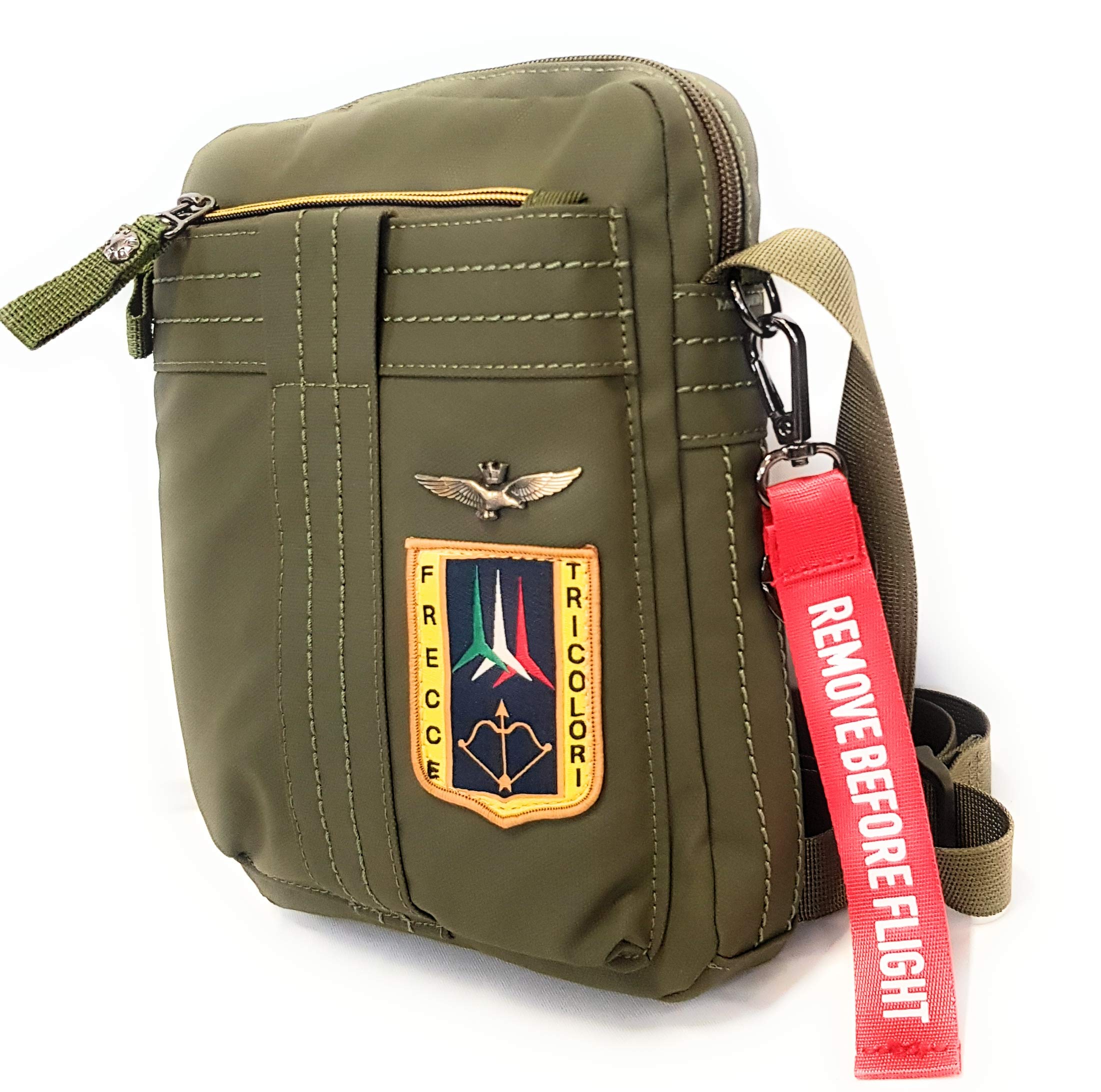 Aeronautica Militare Linea Frecce Borsello a tracolla Uomo in tessuto tecnico gommato Verde AM341 19x23x7 cm