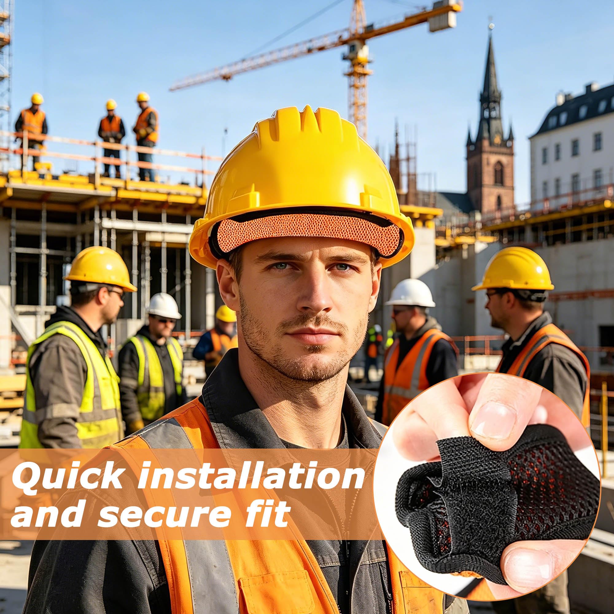 Opaska przeciwpotowa do kasku ochronnego, wielokrotnego użytku, nadaje się do prania, siatkowa, oddychająca wkładka Hardhat Liner, absorbująca pot, do prac budowlanych, jazdy na rowerze, na