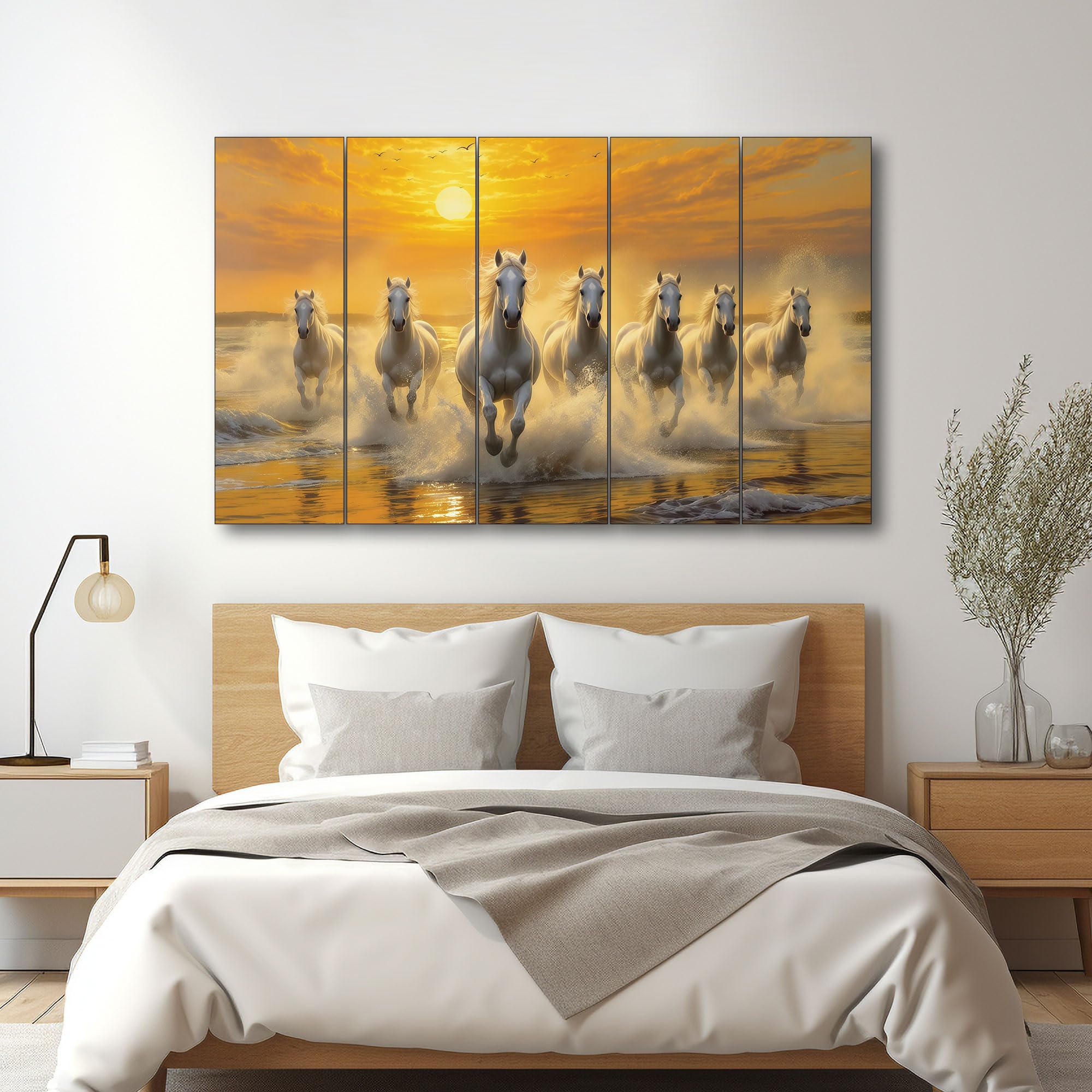 Running Horses Wall Art - Vastu Painting with Wooden Frame -3 Running Horses Wall Art - Vastu Painting with Wooden Frame -3