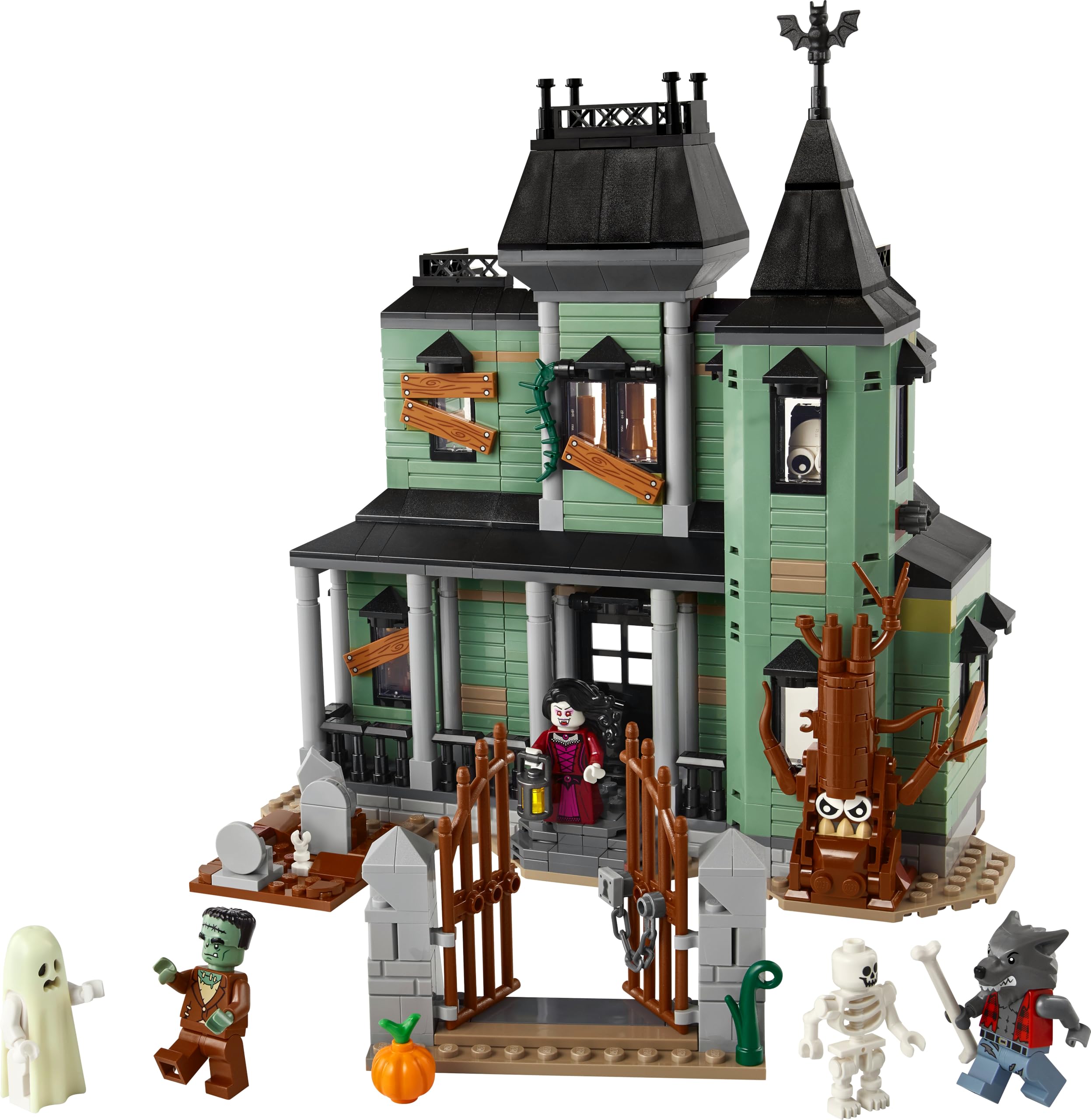 LEGO Creator 3 en 1 Mansión Encantada - Casa de Juguete Interactiva Transformable en Barco Fantasma o Tren - 5 Minifiguras Inc. Frankestein y Hombre Lobo - Regalo para Niños y Niñas de 9+ Años 31167