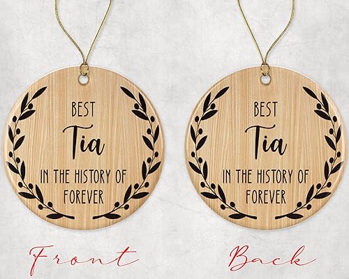 Miniatura 2 de Adorno de la mejor Tia Adorno de Navidad Best Tia in the History of Forever Adorno familiar Regalo para Tia Adorno de Tia impreso en ambos lados