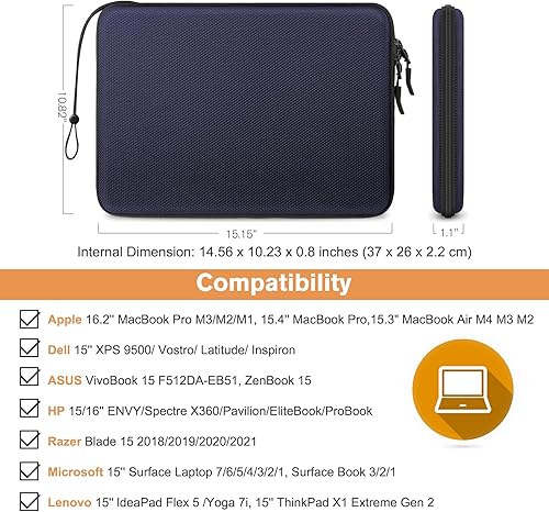 Vista 50 de FINPAC Funda rígida para laptop de 15.3 pulgadas MacBook Air M4 A3241 M3A 3114 M2 A2941 2025 2024, MacBook Pro M4/M3/M2/M1 Pro/Max, funda Negro