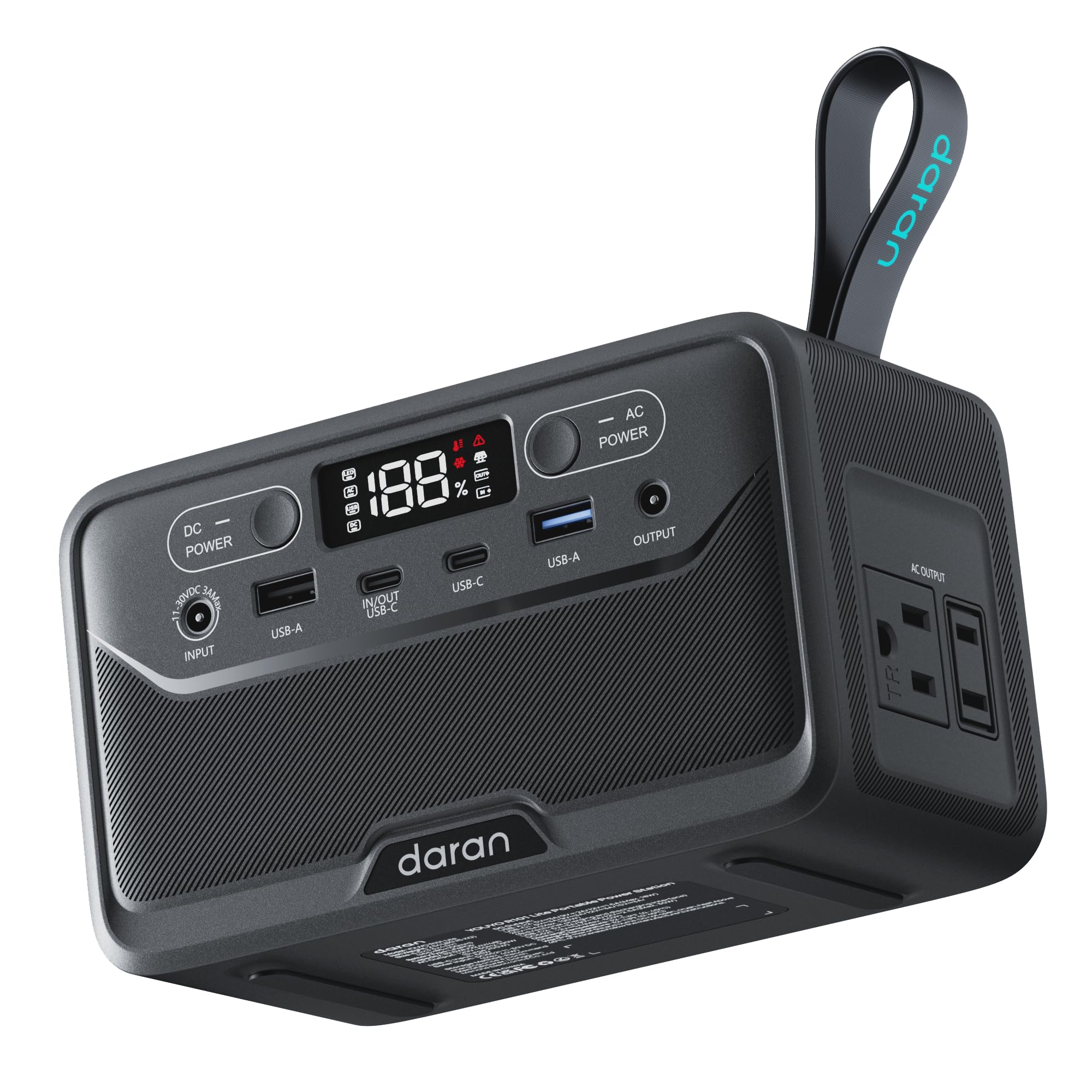 2026 Portable Power Station 28000mAh LiFePO4 Battery Solar Power Bank with AC Outlet 100W 110V USB-C PD Two-Way