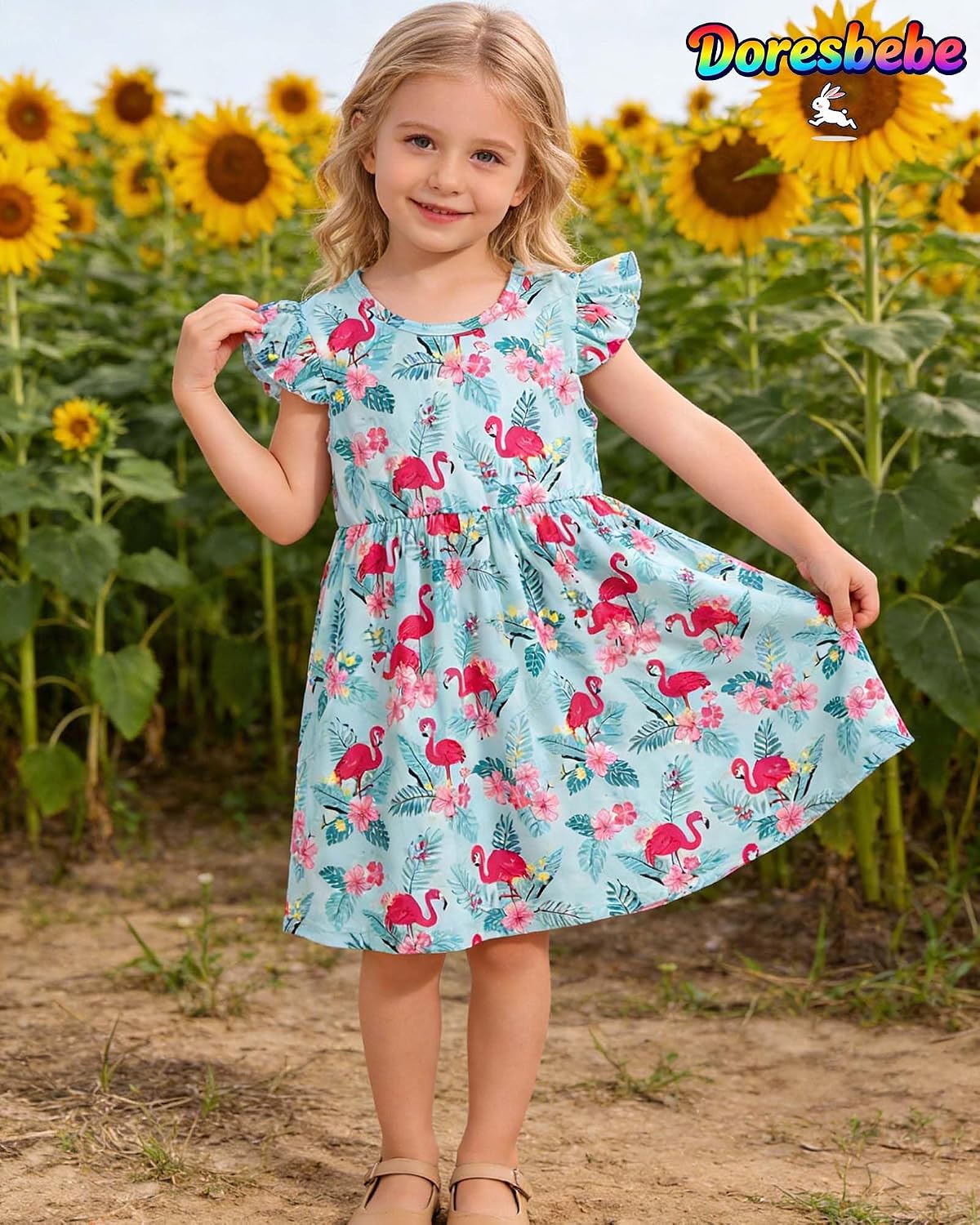 Doresbebe Toddle Girls Dresses Little Kid Sundresses Size 2-8 Years Spring Outfits Summer Clothes Sport Playwear Dress+Bag