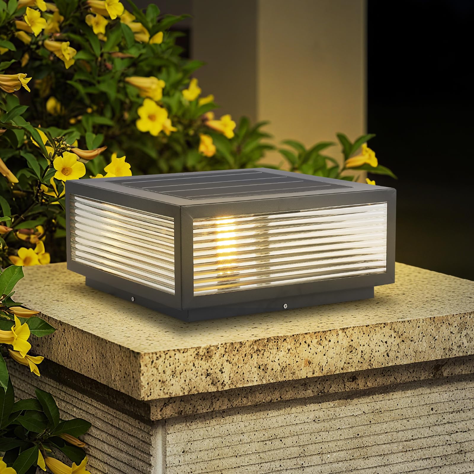 Lámparas Poste Lámpara Solar Luz Poste Lámparas Tapas Columna Cuadradas Impermeables Al Aire Libre Luz Linterna Columna Grande Luz Pilar Vivienda Exterior Luz Tapa Cubierta Cerca Jardín Patio Patio