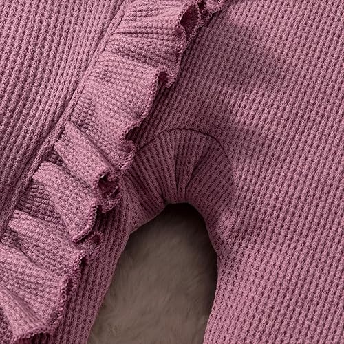 Miniatura 5 de YINGISFITM Traje para recién nacido, para niña y niño, con cremallera y volantes, overol de punto gofre, mameluco de punto gofre, ropa de hospital