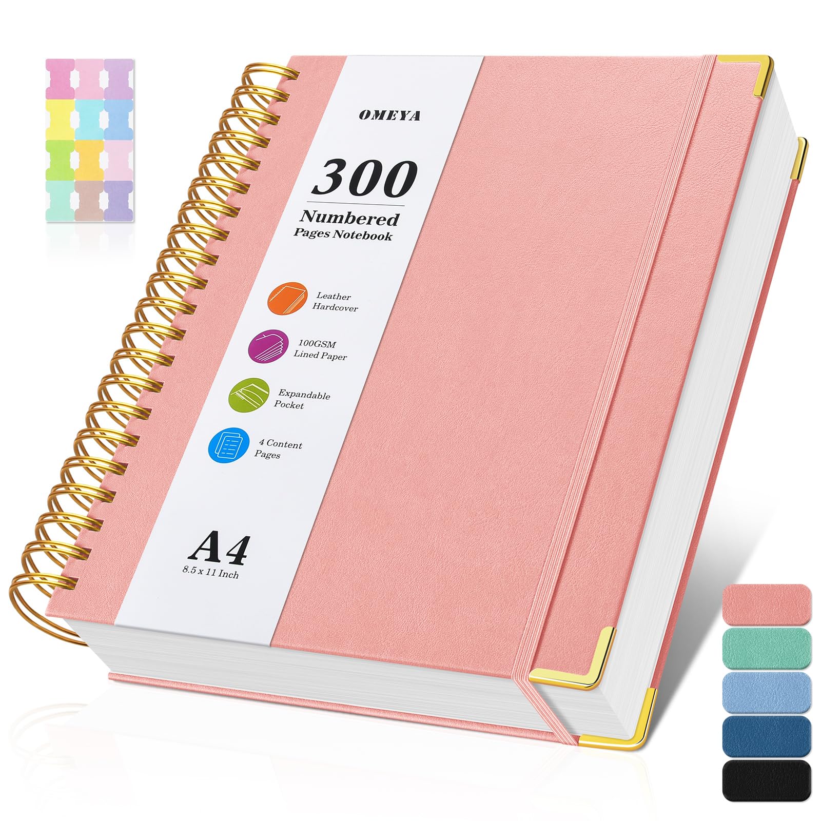 OMEYA 300 Numbered Pages Spiral Notebook