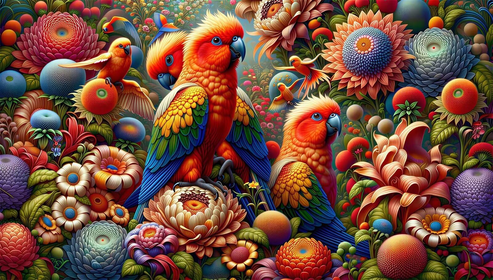 Puzzle dla dorosłych, 3000 sztuk, wymagające łamigłówki, gry logiczne dla całej rodziny, świąteczny prezent dla przyjaciół w pięknym opakowaniu (kwiaty papugi)