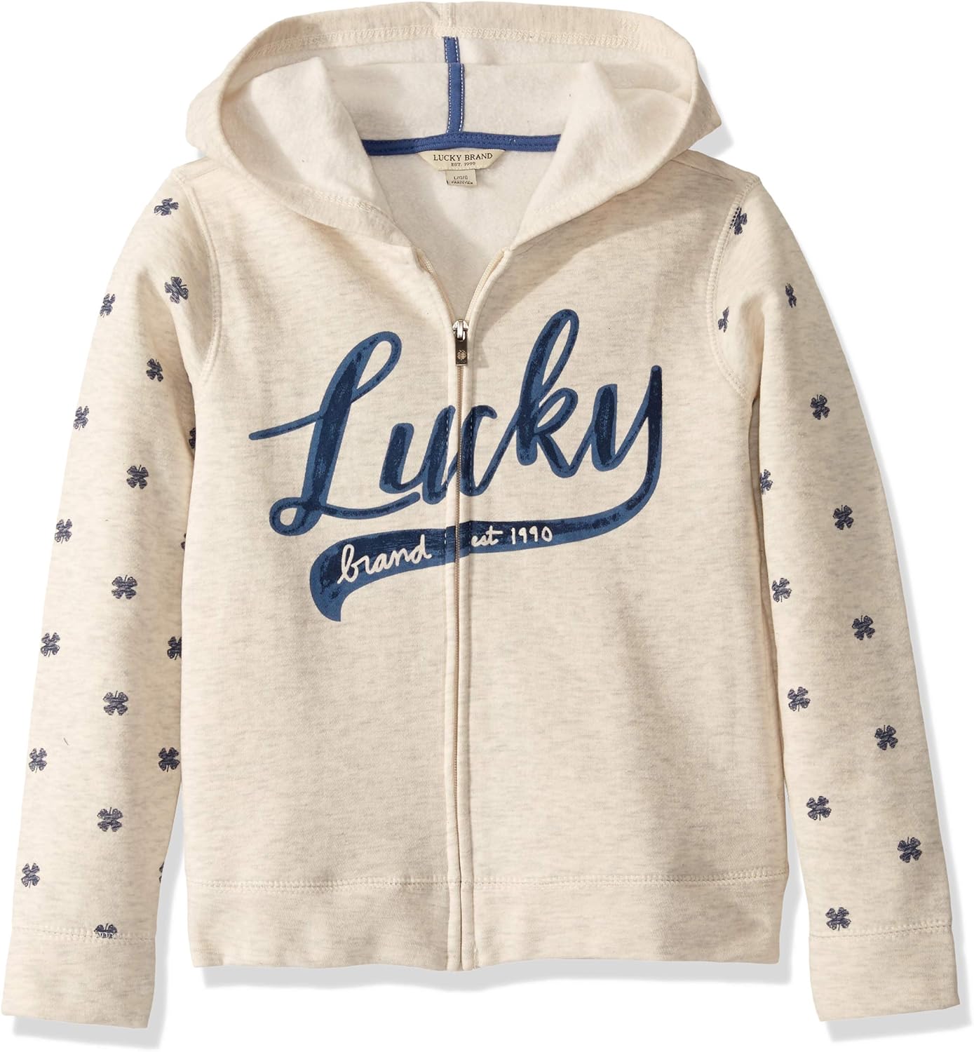 Lucky Brand Girls' Long Sleeve Zip Up Hoody: Clothing