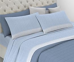 Riad Arredo 100% Soft Cotton Complete Bed Set – Delicate Hand Made in Italy (Tobia Blue, Maxi Double)
