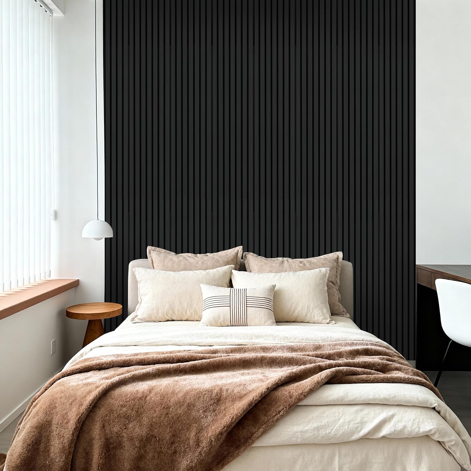 Luxdecor Acoustic Wood Slat Wall Panels for Wall 2pack Wood Slat Panels for Wall 47.2”x23.6” Wooden Acoustic Venner Panels 3D, Fluted Wall Slat Panels 0.82”in