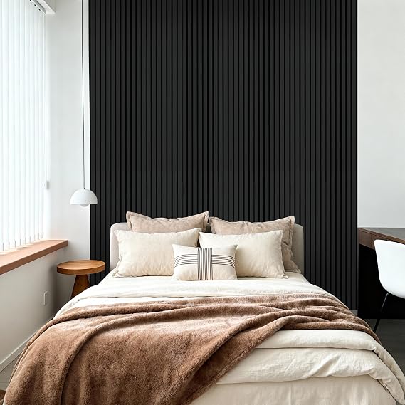 Luxdecor Acoustic Wood Slat Wall Panels for Wall 2pack Wood Slat Panels for Wall 47.2x23.6 Wooden Acoustic Venner Panels 3D, Fluted Wall Slat Panels 0.82in