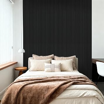 Luxdecor Acoustic Wood Slat Wall Panels for Wall 2pack Wood Slat Panels for Wall 47.2x23.6 Wooden Acoustic Venner Panels 3D, Fluted Wall Slat Panels 0.82in