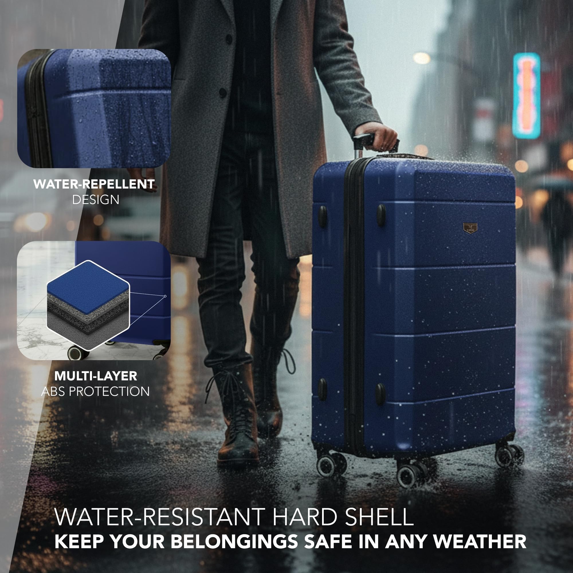 LUGG - Jetset 40cm Suitcase - 40x30x20cm- Ryanair Compatible - Underseat Size - Hard Shell ABS - Spinner & Removable Wheels - Lightweight Travel Luggage- Cream/Brown — view 254