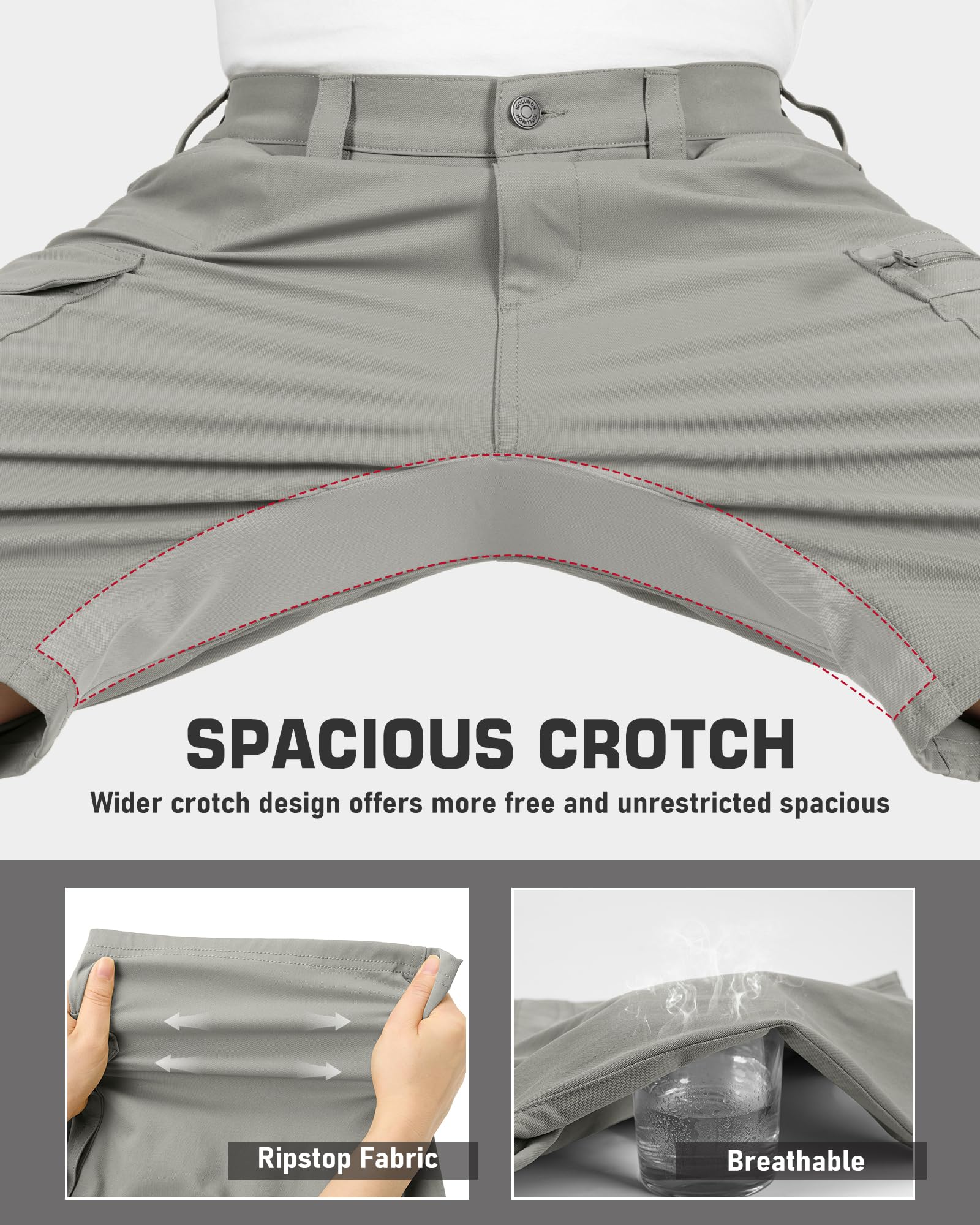 IGOLUMON Pantaloncini Uomo Pantaloncini da Lavoro con Vita Elasticizzata | Pantaloncini Cargo Uomo Pantaloni Corti Traspirante Bermuda Uomo Estivi 7 Tasche per Esterni Casual