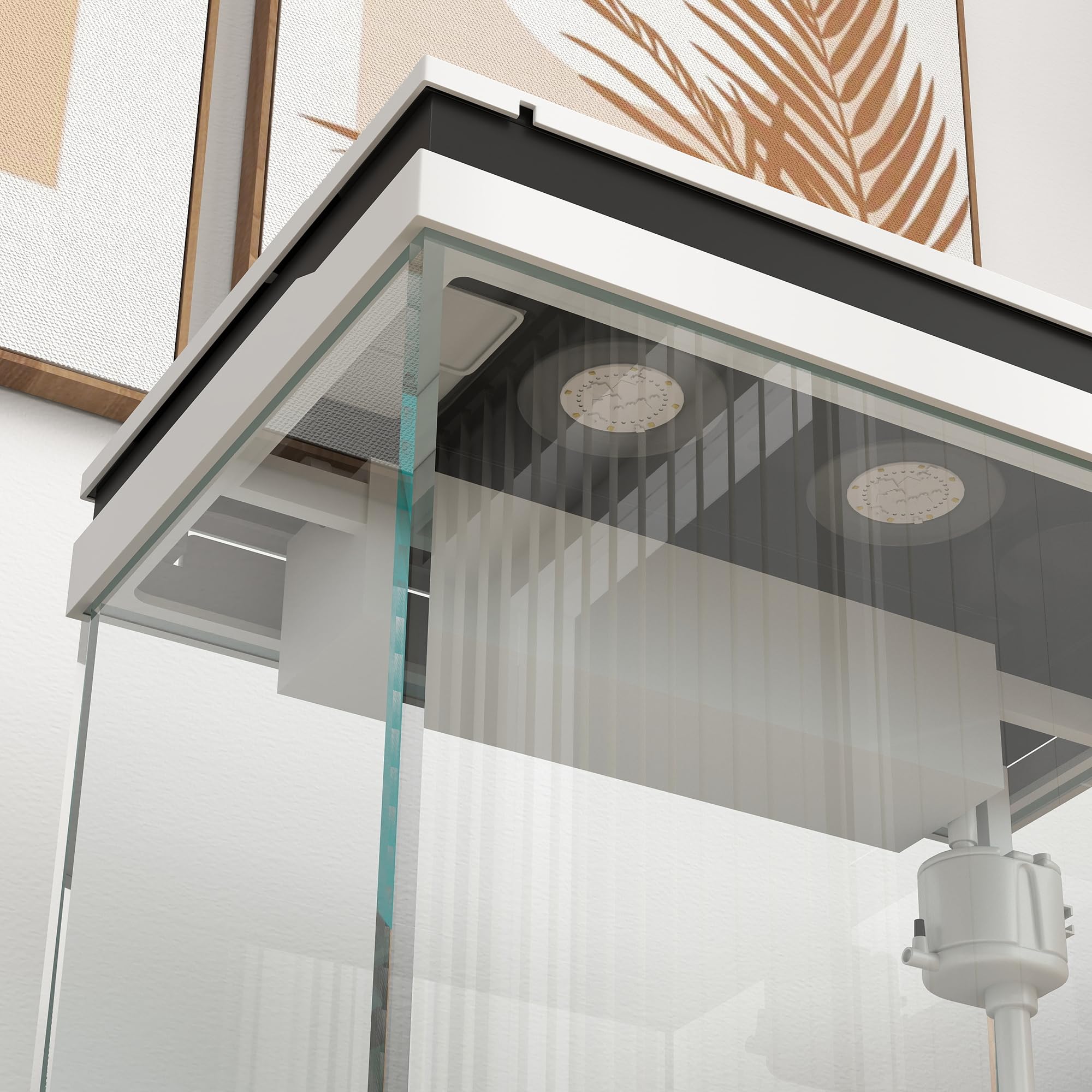 PawHut 26L Acquario in Vetro per Pesci Rossi con Pompa d'Acqua e Filtro, Acquario Completo con Illuminazione LED, Vaschetta per Pesci Acqua Tropicali, 38x26x38cm, Bianco