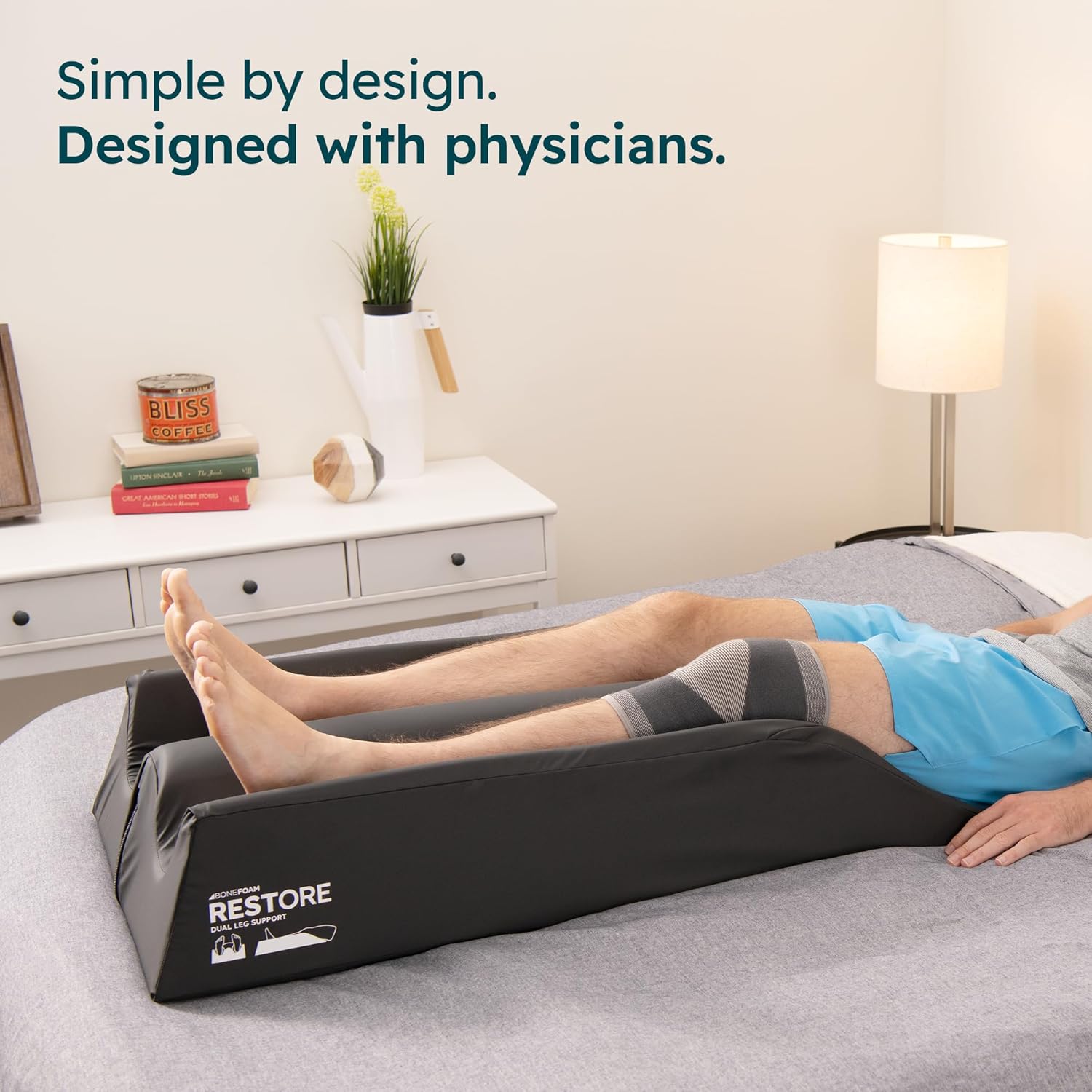 BoneFoam Restore Dual Leg Support | Aligns Feet, Knees, and Hips in a Neutral Position for Better Sleep | Knee Replacement Recovery & Sleep Aid | Designed with Physicians | Made in USA