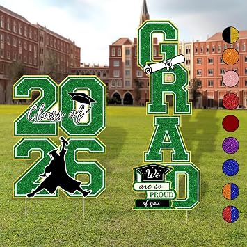 Runleo Green and Gold Graduation Decorations Yard Signs Class of 2026