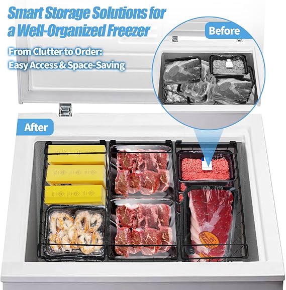 8-Pack Stackable Chest Freezer Baskets Organiser