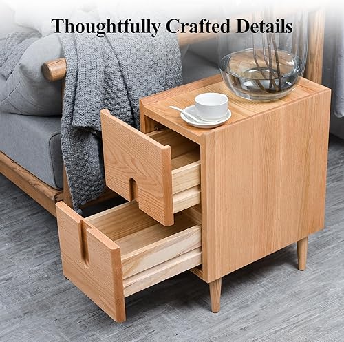 Miniatura 4 de Mesita de noche moderna de mediados de siglo, mesita de noche estrecha, mesa auxiliar minimalista para dormitorio, mesas de noche de 2 cajones,