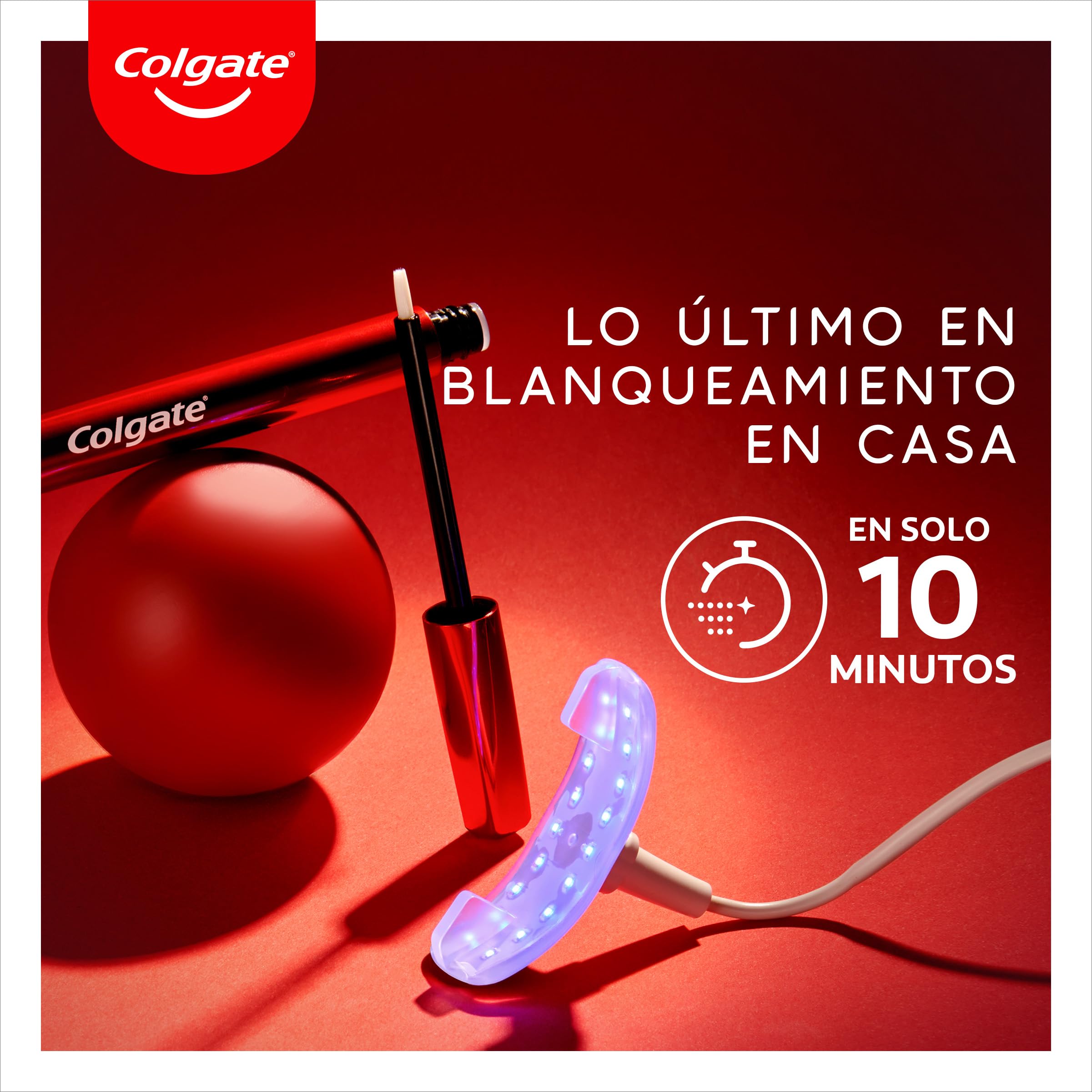 COLGATE Max White Ultimate Kit de Blanqueamiento Dental LED en Casa, Seguro para el Esmalte, Revierte hasta 20 Años de Manchas, Incluye Pincel Blanqueador