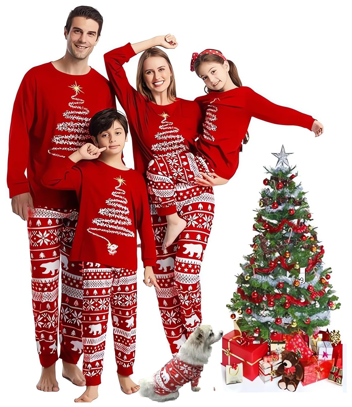 AUTOYSURMatching Family Sets Christmas Sleepwear - Kids' Family Matching Pajamas,Christmas Matching Outfits, Soft Long Sleeve Holiday Sleepwear Outfits