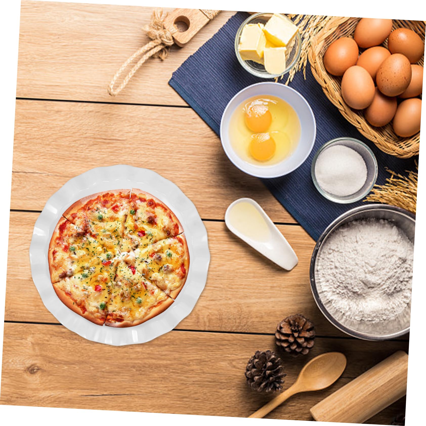 Zerodeko Keramik Backform Rund Weiß Antihaftbeschichtete Pizza Backplatte und Kuchenform Vielseitig für Flans und Kuchenbacken Geeignet für Ofen und Mikrowelle